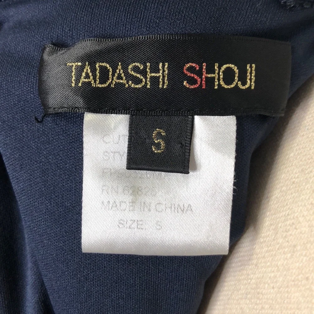 Tadashi Shoji Navy Pintuck Pleated Jersey Dress - Picture 5 of 5